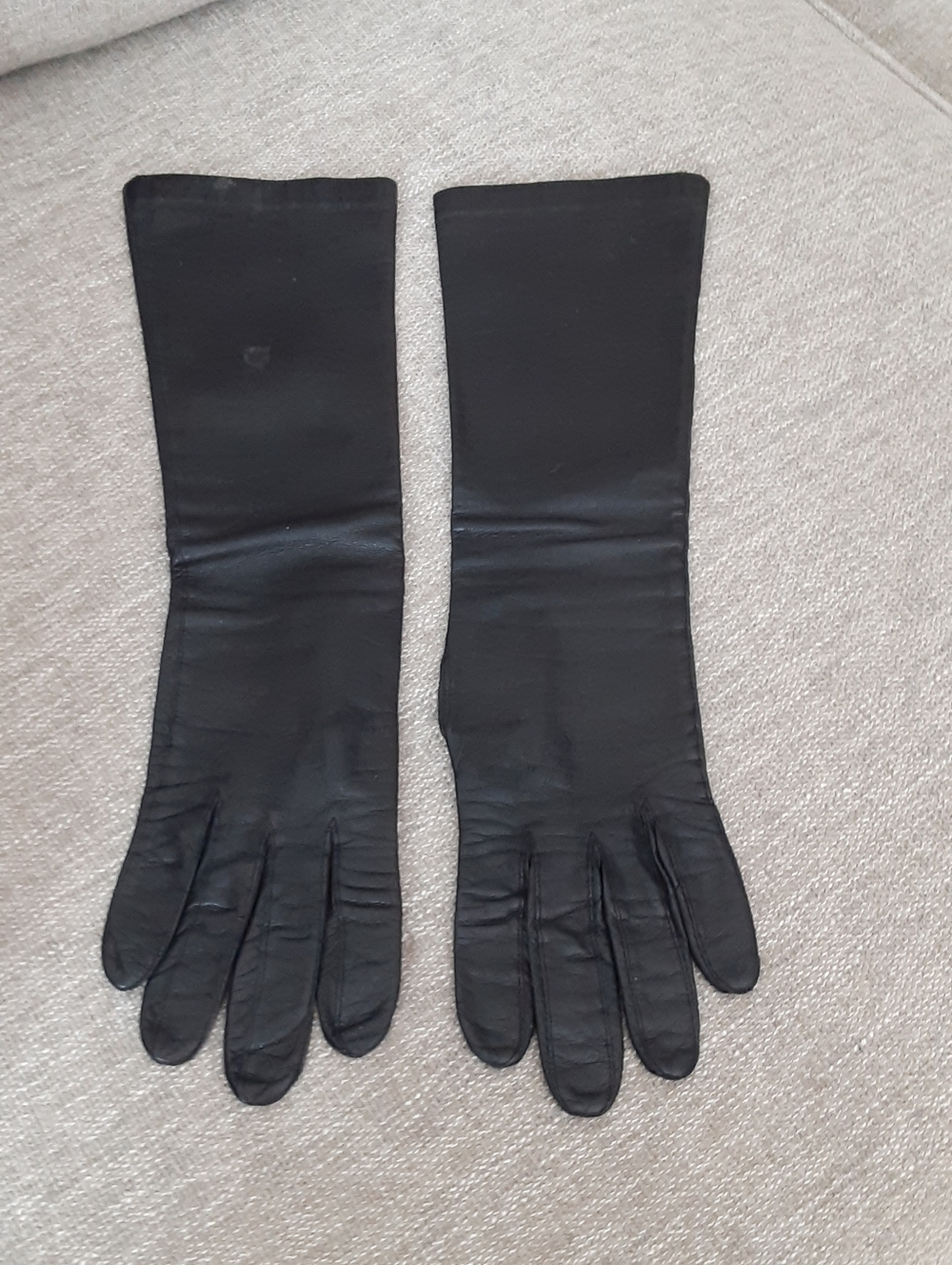 Atkins Long Black Leather Gloves